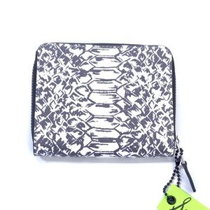 Sam Edelman Zip Around Mini Wallet Black White Reptile Print